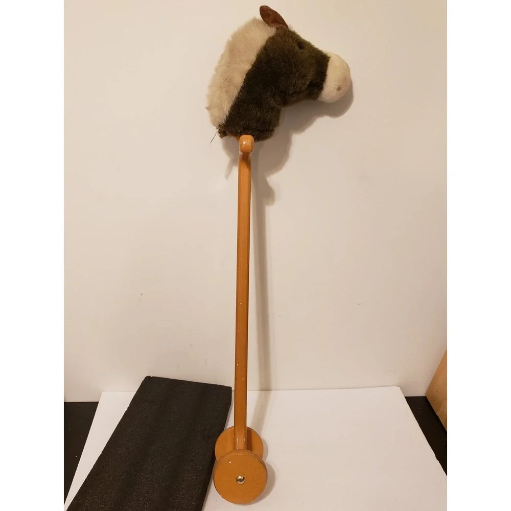 Merrythought Ironbridge Shrops Hobby Horse Toy Wooden Wheels Plush England